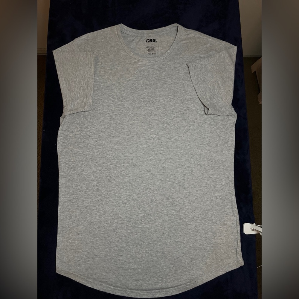 Mens Gray T-Shirt with curved hem